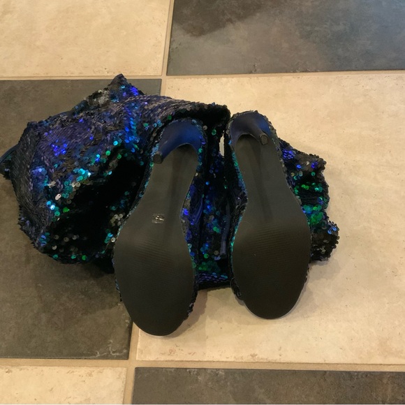 Women's Peep Toe, Thigh High Slouch, Zipper, Sequin Over The Knee Boots US9 EU40 - Picture 8 of 12